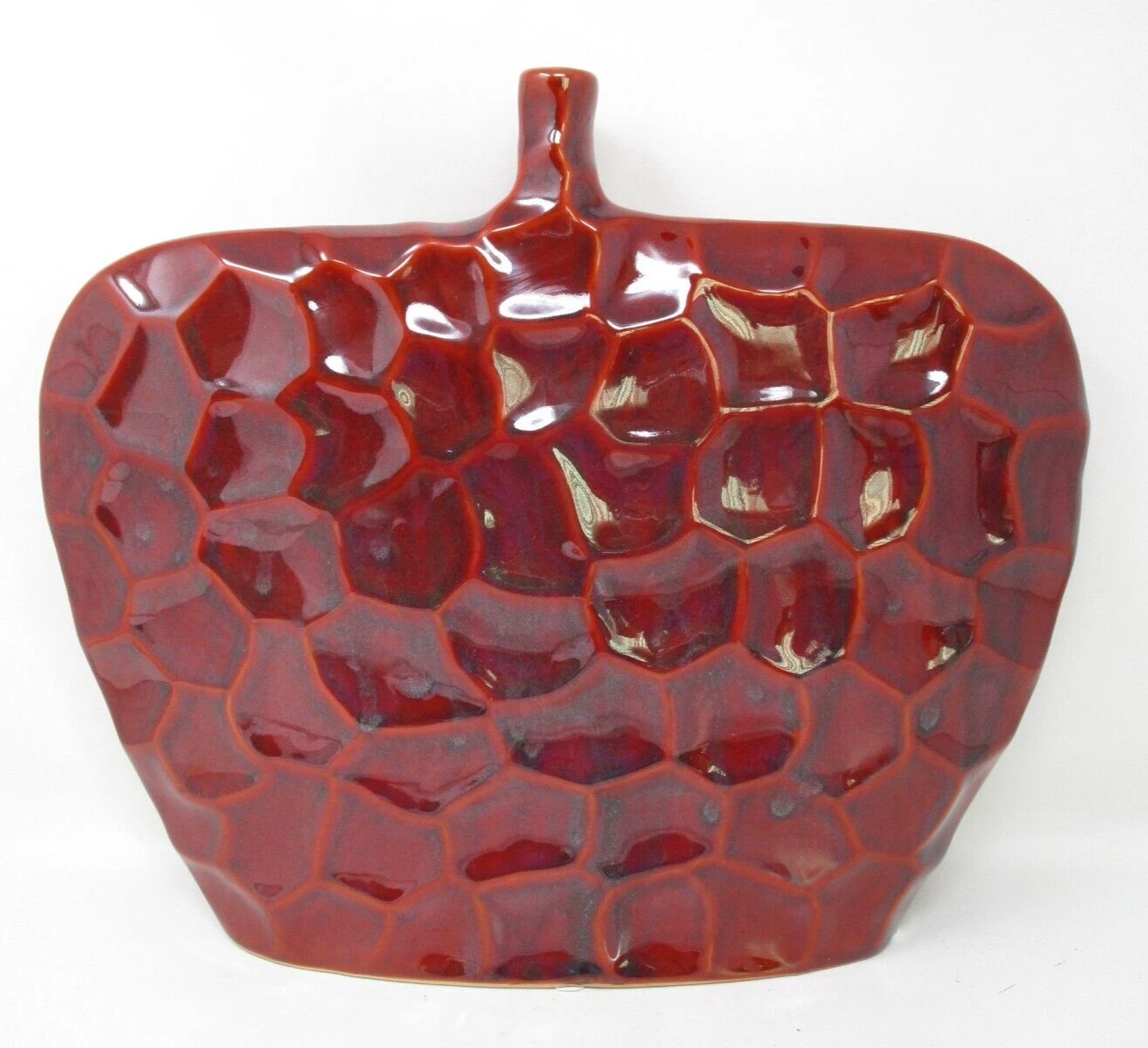 Vase Contemporary Wide Dimpled Modern Decor Red Table Accent Home 14x12 Large