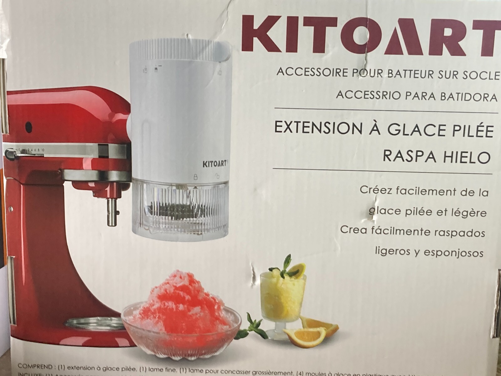 KITOART White and Red Stand Mixer Shave Ice Attachment-image