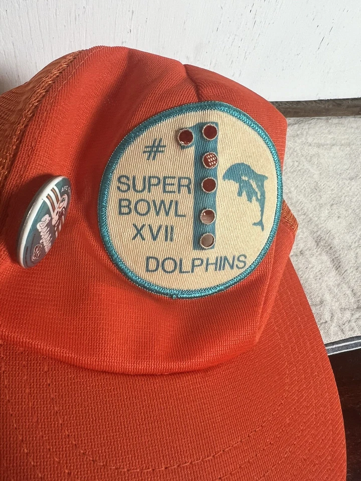 DE COLECCIÓN MIAMI DOLPHINS 🐬 Super Bowl XVII GORRA SNAPBACK OSFA AFC Champ Pin Foto 2 de 4