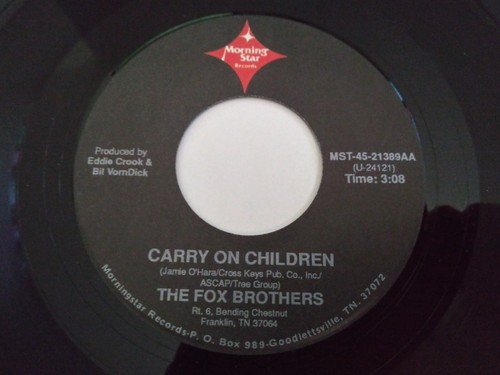 The Fox Brothers Carry On NM Original Translucent 45RPM Record & Pic Sleeve 1988 - Picture 5 of 5