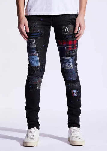 Embellish NYC Jeans Rip & Repair Patchwork Distressed Skinny Fit Denim Men's 32