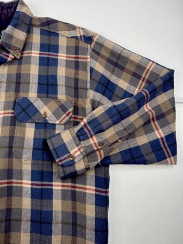 Vtg Swanndri Wool Flannel Shirt Jacket Blue Brown Red New Zealand Bush L RARE - Picture 2 of 11