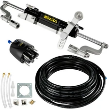 HK4200A-3 Hydraulic Outboard Steering System Kit 300HP 2x20ft Hose Cylinder Helm