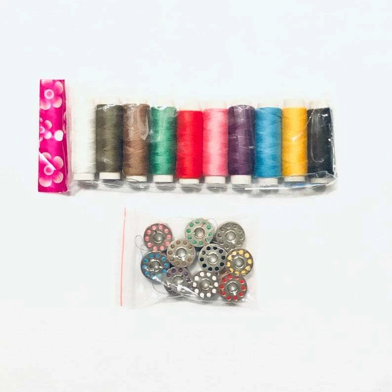 Set of 10 Colorful Spools and Matching Bobbins Polyester High Tenacity Thread - Image 4 of 4