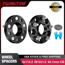 2PCS 20mm 5x114.3 Hubcentric 64.1mm Hub 12x1.5 Wheel Spacers for Honda & Acura