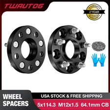 2PCS 20mm 5x114.3 Hubcentric 64.1mm Hub 12x1.5 Wheel Spacers for Honda & Acura