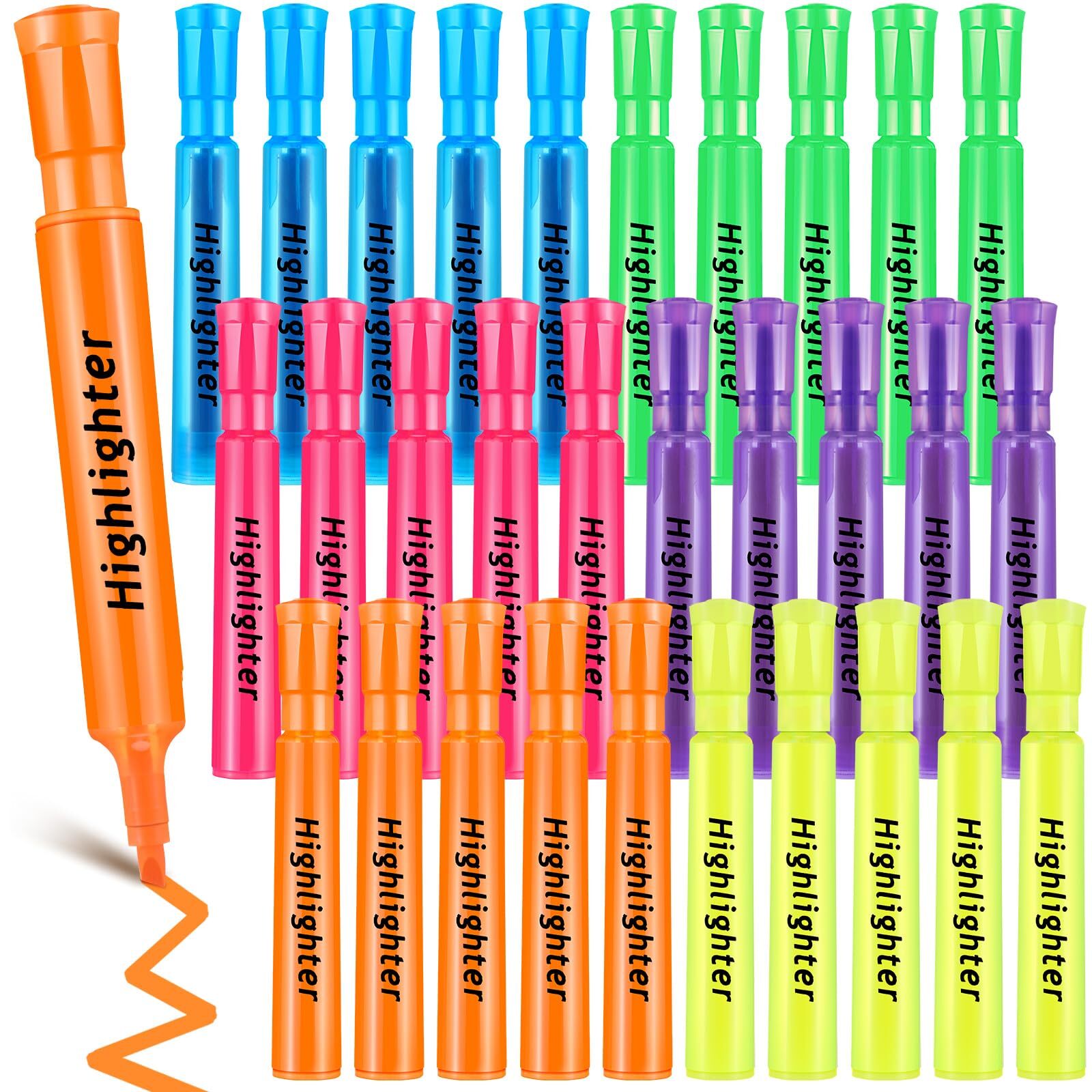 Tank Style Highlighters 30 Pack Chisel Tip Highlighters Markers Quick Drying ...