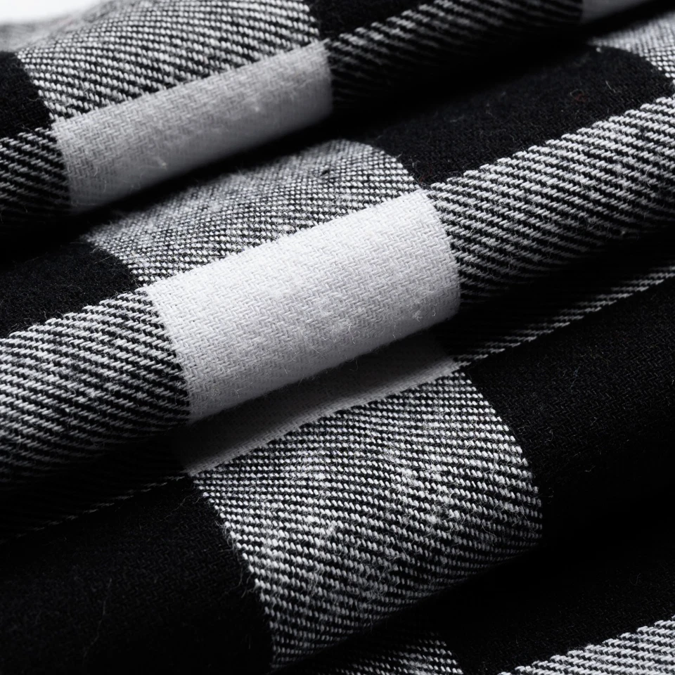 Black & White Medium Buffalo Plaid Cotton Flannel Fabric 60" Wide by the Yard - Image 3 of 4