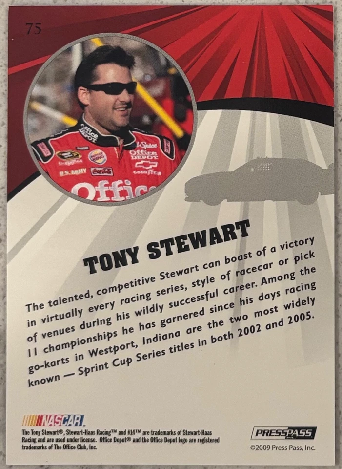 🔥2009 Press Pass Fusion Onyx #75 Tony Stewart #d /99 HOF🔥 - Image 2 of 2