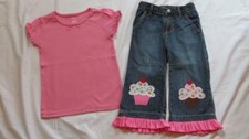 Gymboree Sz 6 Birthday Girl Cupcake Cutie Capris Pink Top Shirt Lot Outfit
