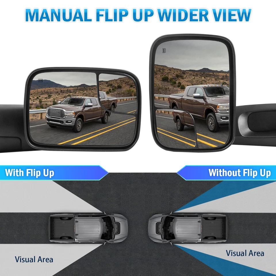 Passenger / Right Power Heated Tow Mirror For 1998-2001 Dodge Ram 1500 2500 3500 - Изображение 4 из 4