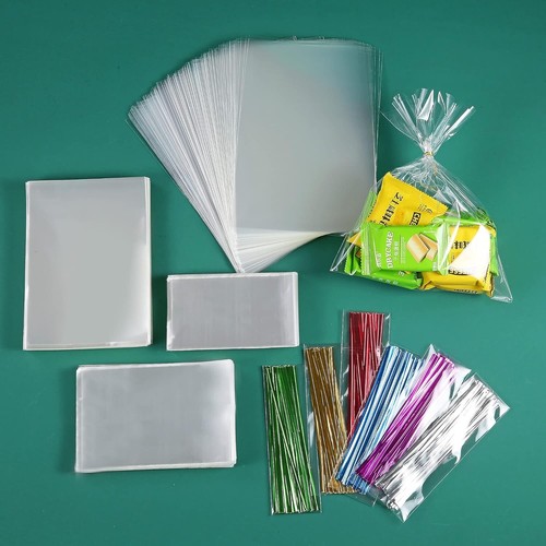 100 Pcs Premium 20"x30" Clear Cello Treat Bags with Colorful Twist Ties - 第 10/10 張圖片
