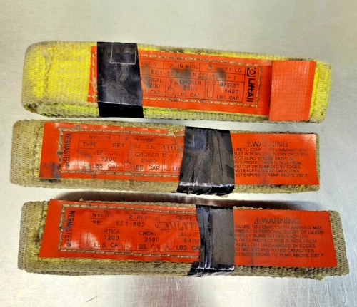 LOT of 3 LIFTALL EE1-802, 2in by 3ft Slings