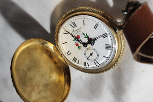 ARNEX 17J INCABLOC POCKET WATCH DEER HUNTER CASE
