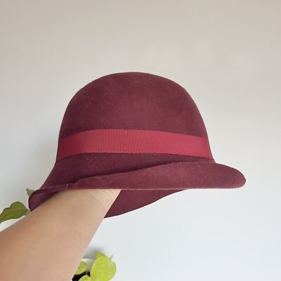 Goorin Bros Bold Hatmakers Soft Wool Cloche Hat Burgundy 