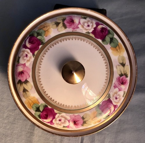 B & H Limoges France Covered Serving Bowl 9” Flowers Gold Trim Gilt Henderson - Picture 6 of 10