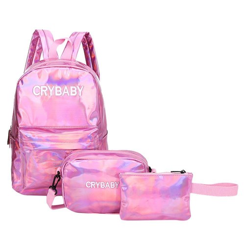 3pcs/Set Letters Unisex Street Leather Backpacks Student Shoulder Bag UK - Imagen 9 de 13