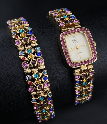 NOS Vintage Suzanne Sommers Bejeweled Gold Tone Bracelet  display picture 3