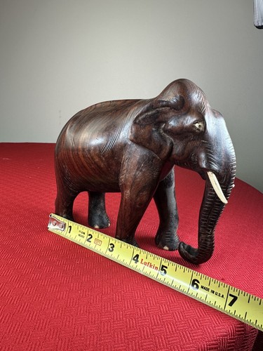 Vintage handgeschnitzter indischer Palisander Elefant Kulturdeko Geschenk - Bild 8 von 12