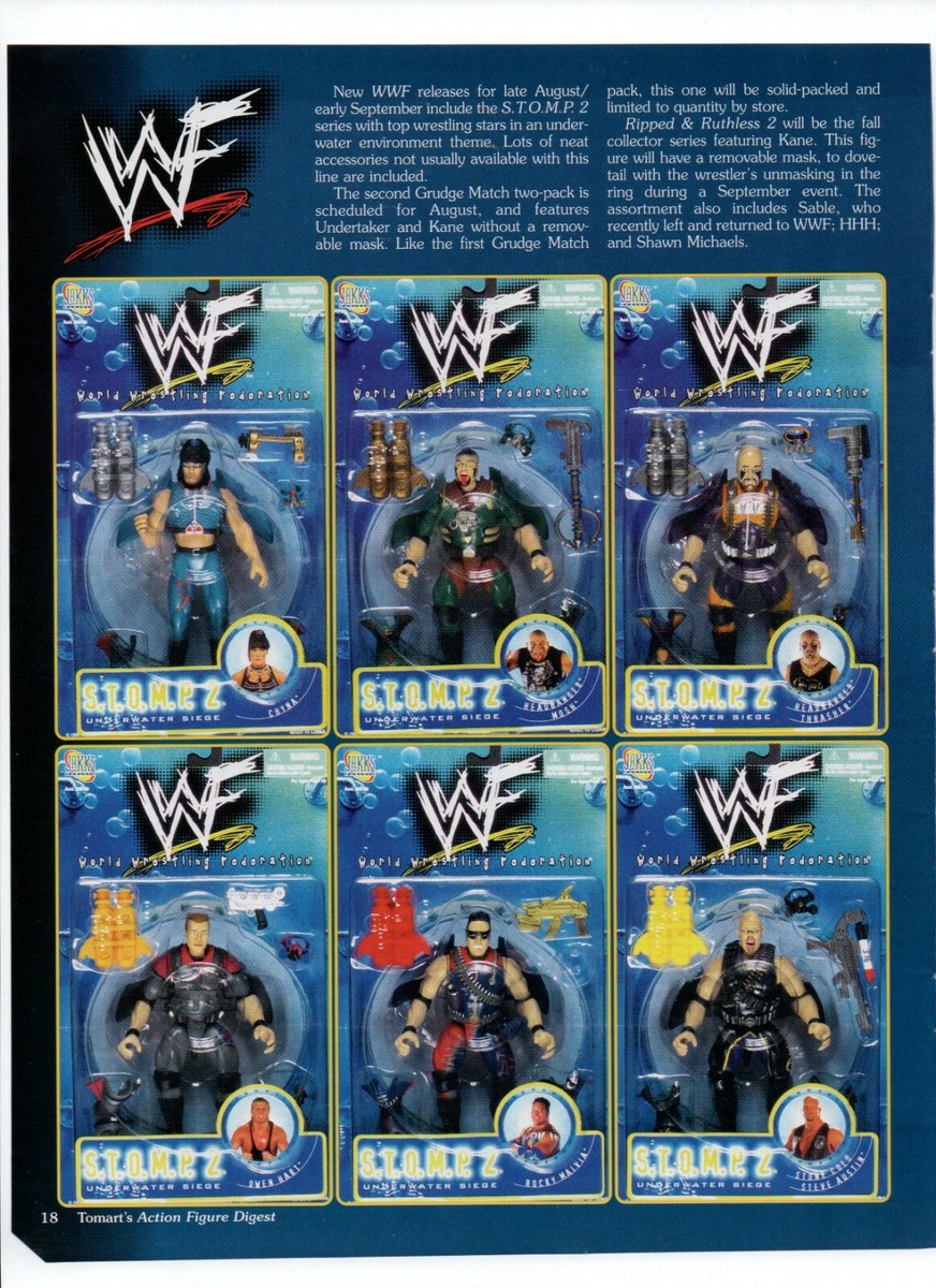 Wrestling WWF Stomp Series 2 Action Figures - Vtg 1998 Toys Print