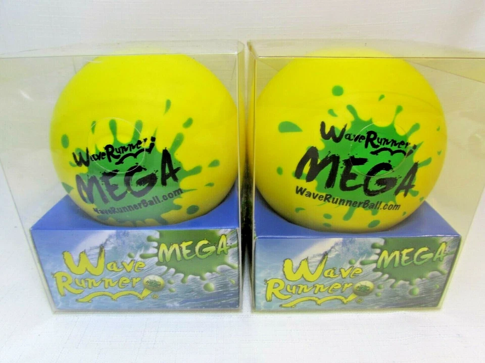 LOTE DE DOS WaveRunner #1 Mega Bolas de Saltar Agua 3.5" Amarillo PISCINA LAGO PLAYA Foto 4 de 4