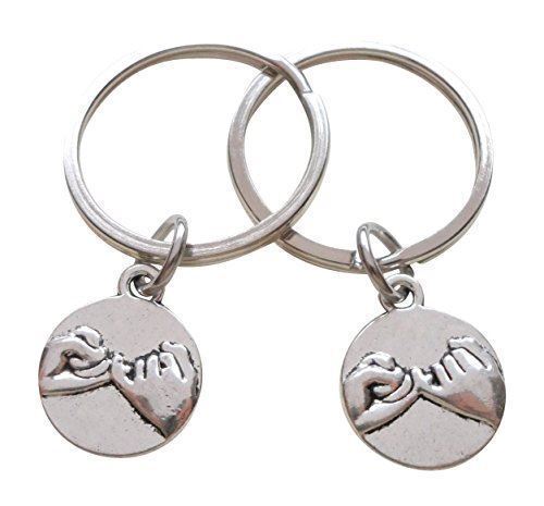 2x Pinky Promise Charm Keychain Ring Jewelry Love Couples Best Friend Friendship