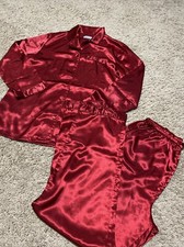 Valerie Stevens Red Satin Pajamas Set Small