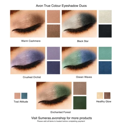 Avon True Colour Lidschatten Duo Auswahl aus 7 Farbtönen Neu ~ Kostenloses P&P ~ Tolles Geschenk!