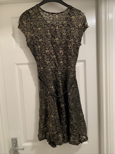 Christmas Party Dress Gold And Black With Belt Brand New Tagged - Picture 3 of 9