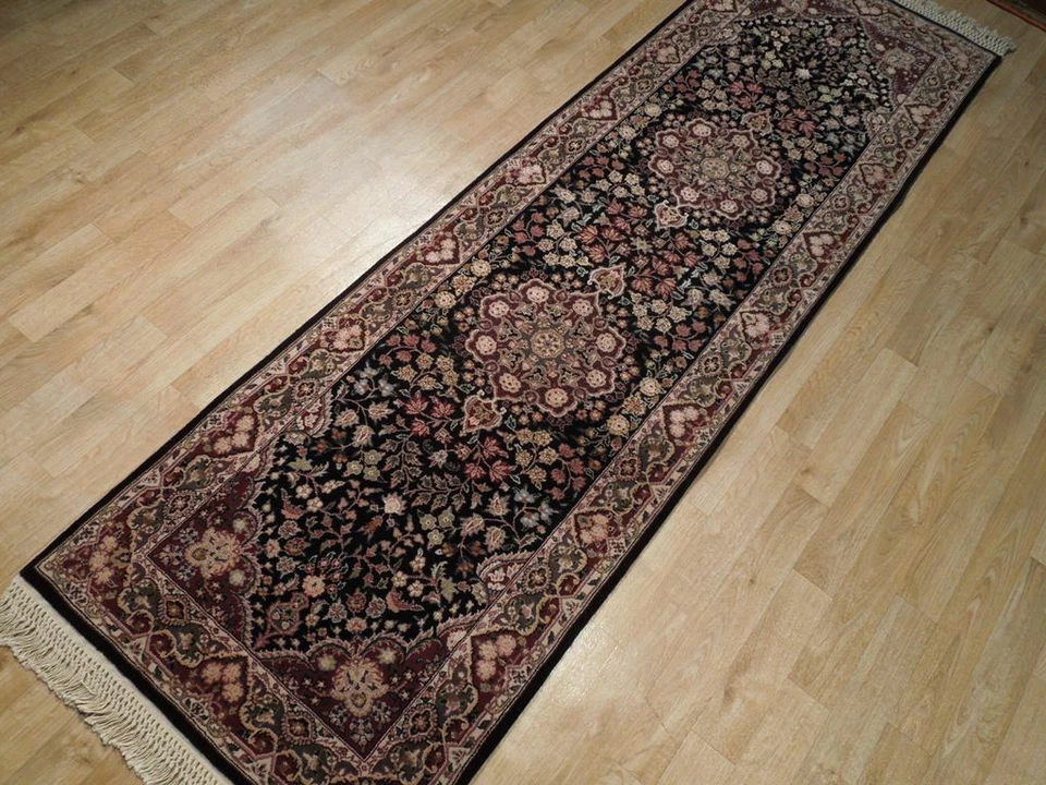 Handmade Black Trailer Runner Rug Oriental 3x8 Deluxe Quality - Image 3 of 4