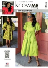 Know Me R11724 Dress w Gathered Tiers, Slant Pockets, Full Sleeve Sz 8-16 ME2016