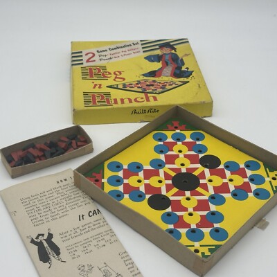 Built Rite Peg 'N Punch Board Game Vintage 1951 