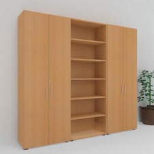 Büro-Schrankwand 240 cm breit Büroschrank 3tlg. 6 Ordnerhöhen Aktenschrank VH97