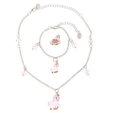 Claires Club Unicorn Jewelry Set Necklace Bracelet Ring Pink Glow in the Dark