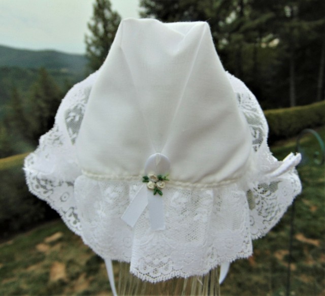 Christening Baptism White Baby Hat Brides Wedding Hankie