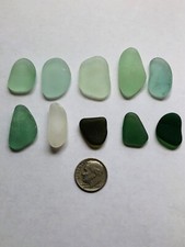 Lot of 10 Perfect Pieces Multicolored Genuine Sea Glass Beach Surf-Tumbled