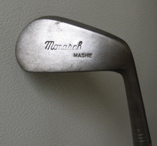 Monarch Mashie Forged Steel Iron, Hickory Wood shaft, long leather grip, 36.5"