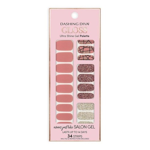 Paleta de tiras de uñas Dashing Diva Gloss Ultra Shine Gel, Rose Sparkle