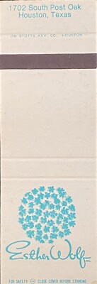 ESTHER Wolf Houston Texas Vintage Matchcover B-3780
