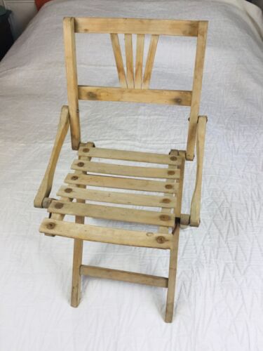 Ancienne chaise pliante enfant bois années 50 - Afbeelding 1 van 13