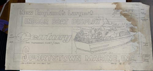1962 Billboard Ad Sample: Sportstown Marine New England’s Largest Boat Display