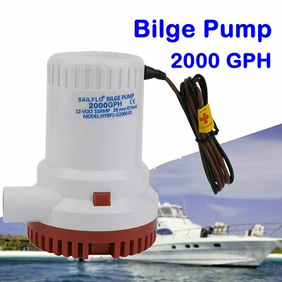 Electric Marine Bilge Sump Pump 2000GPH 12v Unlike Rule 1500gph-2500Gph-3000Gph