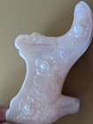 Fenton Lt Pink Opalescent Glass Cabbage Rose Shoe Slipper Boot