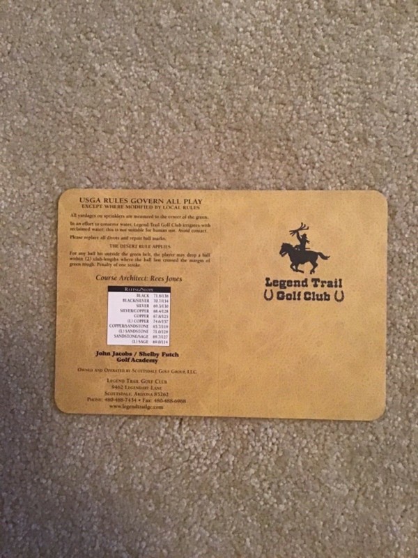 Legend Trail Golf Club Scorecard - Scottsdale, AZ. 