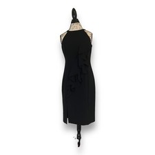 new VINCE CAMUTO little BLACK Womens MIDI Dress 12 Ladies designer Evening Party