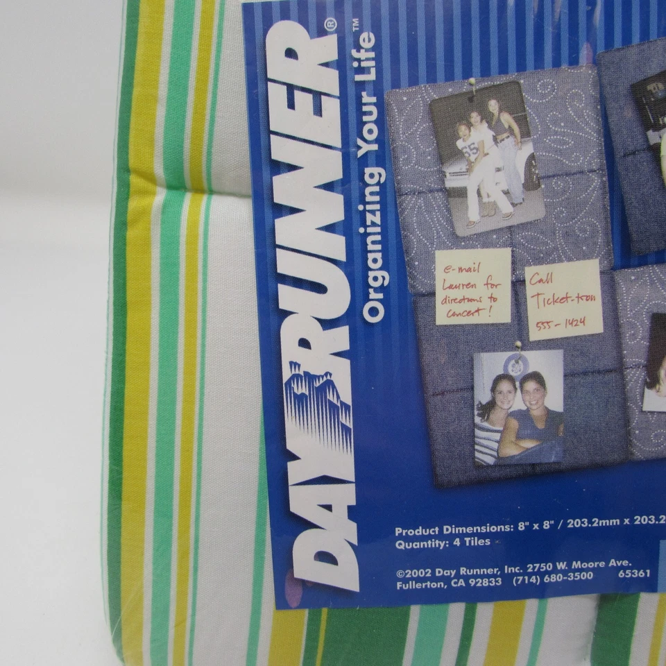 Day Runner Tack Tiles 4 Pack Photos Message Board Locker Wall Organize 8x8 NEW - Image 4 of 4