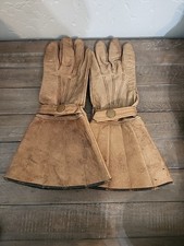 Vintage Ladies Light Brown Leather Lined Flared Cuff Riding Gloves Size Small