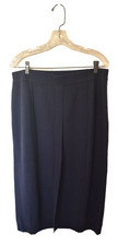 Blue Illusion elegant  navy wool Elastic Waist Mid-length Skirt EUC size L