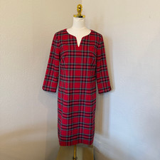 Talbot's Mountain Plaid Sheath Dress Long Sleeves Lined Women's Size 8
