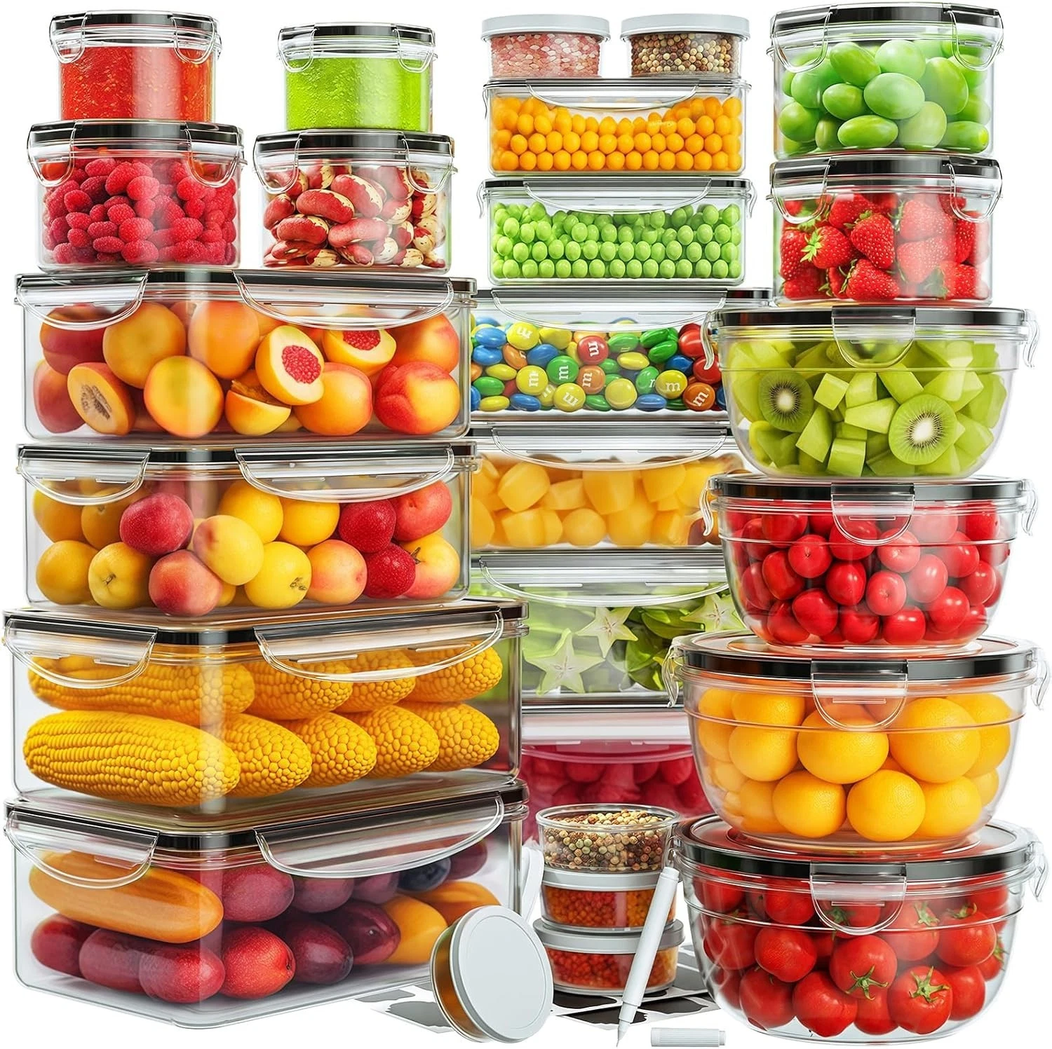 52 PCS Food Storage Containers W/ Lids Airtight 26 Lids & 26 Containers)-
